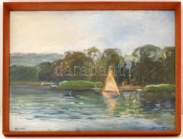 Jeney jelzéssel: Almádi. Olaj, vászon, üvegezett keretben, 50×60 cm