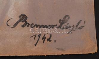 Brenner László (1897-?): Virágcsendélet. Pasztell, papír, jelzett, foltos, hajtott, 56×63 cm