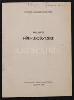 2 db műemléki tematikájú könyv: Budapest műemléképületeinek jegyzéke. 2. jav. kiad. Bp., 1955, Budapesti Városépítési Tervező Vállalat. Műbőr kötésben, benne körözvénnyel, jó állapotban.; Budapest műemlékjegyzéke. Bp., 1967, Építésügyi Tájékoztatási Központ. Papírkötésben, jó állapotban.