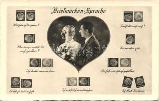 Briefmarken Sprache / Stamps language, romantic couple (EK)