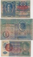 1902-1915. 10K-1000K (8x), közte magyar, román, osztrák, szerb felülbélyegzések T:vegyes