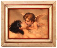 Dekoratív fa képkeret, benne nyomattal, belső méret: 23×30,5 cm, külső méret: 35×42,5 cm