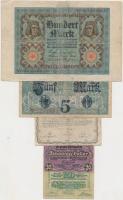 ~1914-1920. 9db klf külföldi bankjegy, szükségpénz, főleg német, osztrák darabok T:III,III- ~1914-1920. 9pcs of mixed banknotes, necessity notes, mostly German, Austrian pcs C:F,VG