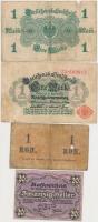 ~1914-1920. 9db klf külföldi bankjegy, szükségpénz, főleg német, osztrák darabok T:III,III-
~1914-19...