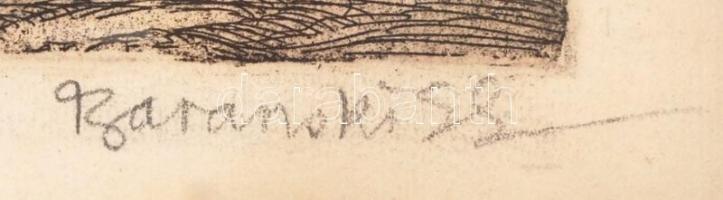 Baranszky Emil László (1877-1941):  A dinnyés kocsi, rézkarc, papír, jelzett, üvegezett fa keretben,...