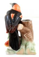 Herendi csóka (írószer tartó), kézzel festett, jelzett, hibátlan, m:20 cm, 13×13 cm