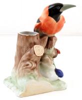 Herendi csóka (írószer tartó), kézzel festett, jelzett, hibátlan, m:20 cm, 13×13 cm