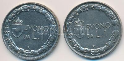 Olaszország 1922R-1924R 1L Ni (2x) T:2
Italy 1922R-1924R 1 Lire Ni (2x) C:XF
