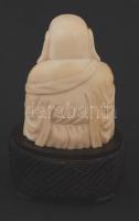 Nevető Buddha, antik elefántcsont szobor, jelzés nélkül, fa talapzaton, m: 14,5 cm /

Laughing Buddh...