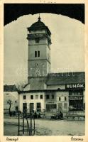 Rozsnyó, Őrtorony, F. Baffy N., J. Puskás és Hulyop üzletei, Özv. Dr. Mariska Györgyné kiadása / tower, shops (EK)