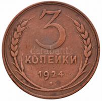 Szovjetunió 1924. 3k Cu T:2- Soviet Union 1924. 3 Kopeks Cu C:VF