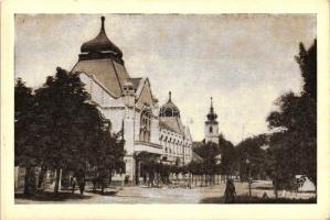 Gödöllő, Községháza, református templom; Krummer photo, Storcz B. Mátyás dohánynagyárus kiadása