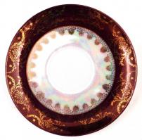 Victoria mitológiai jelenetes porcelán csésze + alj, matricás, jelzett, kopásnyomokkal, d: 7 ill. 11...