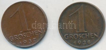 Ausztria 1936-1937. 1gr Br (2x) T:2 Austria 1936-1937. 1 Groschen Br (2x) C:XF