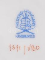 Viktória mintás áttört Herendi porcelán kosárka, kézzel festett, jelzett, hibátlan, d: 13 cm