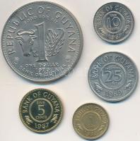 Guyana 1967-1989. 1c-1$ (5xklf) T:2 ü. Guyana 1967-1989. 1 Cent - 1 Dollar (5xdiff) C:XF ding