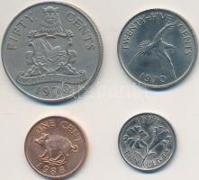 Bermuda 1970. 10c Cu-Ni + 20c Cu-Ni + 50c Cu-Ni + 1988. 1c Br T:2-
Bermuda 1970. 10 Cents Cu-Ni + 20...