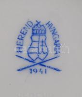 Apponyi mintás citromos Herendi porcelán bonbonier, kézzel festett, jelzett, hibátlan, 13×9×9,5 cm