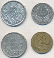 Bulgária 1912. 50s Ag "I. Ferdinánd" + 1930BP 20L Ag "III. Borisz" + 1937. 50s Al-Br + 1940A 20L Cu-Ni T:2,2- Bulgaria 1912. 50 Stotinki Ag "Ferdinand I" + 1930BP 20 Leva Ag "Boris III" + 1937. 50s Al-Br + 1940A 20 Leva Cu-Ni C:XF,VF