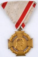 1908. "Katonai Jubileumi Kereszt" Br kitüntetés mellszalagon T:2,2- Hungary 1908. "Diamond Jubilee Cross for the Armed Forces" Br decoration with ribbon C:XF,VF NMK 269.