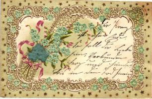 Flower greeting card, Emb. silk card