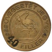 ~1930. 40f "Üvegbetétjegy / Budapesti Központi Általános Tejcsarnok R.T. 12. sz. fiókja" üvegbetétjegy (30mm) T:2,2-