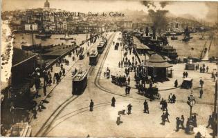 Constantinople, Pont de Galata / bridge, trams