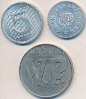 ~1970-1980. "Fővárosi Vidám Park Vállalat" fém zseton + 2 + 5 "Csak takarékosan" Al szeton T:2