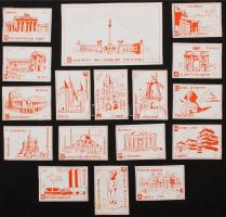 Nagy gyufacímke tétel, különféle motívumokkal: vadászat, sport, futball, természet, városok, stb., k...