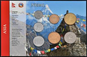 Nepál ~1990-2000. 10p-10R 7xklf db-os forgalmi szett T:1,2 Nepal ~1990-2000. 10 Paisa - 10 Rupees 7xdiff pcs in coin set C:UNC,XF