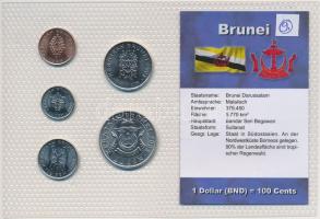 Brunei 2005. 1S-50S (5xklf) fémpénz fólia tokban T:1-,2 Brunei 2005. 1 Sen - 50 Sen (5xdiff) metal coins in foil packing C:AU,XF