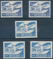 Dánia, Svédország NORDEN 5 klf érték Denmark, Sweden NORDEN 5 diff stamps