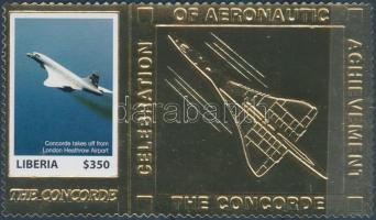 A Concorde repülőgép aranyfóliás bélyeg, Concorde aircraft gold foil stamp