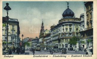 Budapest VII. Erzsébet körút, villamosok, automobile