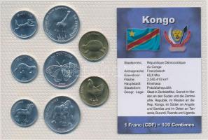 Kongó 2002. 25c-1Fr (8xklf) fémpénz fólia tokban T:1- Congo 2002. 25 Centimes - 1 Franc (8xdiff) metal coins in  foil packing C:AU