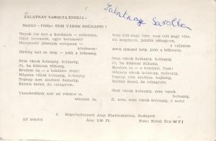 Zalatnay Sarolta énekes dedikált fotólap