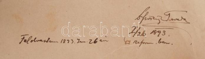 1893 dr. Szörényi Tivadar orvos beszéde a Reform szabadkőműves páholyban, Ivánka Imre (1848-as honvé...