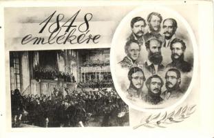 1848-1948 szabadságharc évforduló, emléklap; Első magyar minisztérium tagjai / 100th anniversary of the Hungarian Revolution of 1848; The members of the first Hungarian Ministry