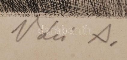 Váci András (1928-):Megjelent a Vörös Újság 1918 dec. 7, metszet, jelzett, 20x30cm