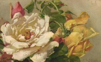 5 db RÉGI litho motívumlap; gyümölcs és virág csendélet, művész / 5 old litho motive cards; fruit st...