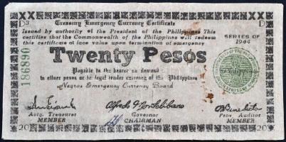 Fülöp-Szigetek/ Negros szükségpénz 1944. 20P T:III Philippines/ Negros Emergency Currency Board 1944. 20 Pesos C:F Krause S680