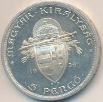 1938. 5P Ag "Szent István" T:2,2- 
Adamo P8.1