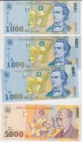 Románia 1998. 1000L (3x) két közeli sorszámmal + 5000L + 1999. 2000L (5x) közte két sorszámkövető T:...