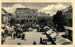 Érsekújvár, Fő tér, piac, Hitelbank / square, market place, bank