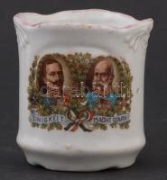 cca 1915 Ferenc József és II. Vilmossal díszített Kerámia bögre,matricás, jelzés nélkül,kopottas, m:...