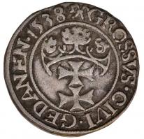 Lengyel Királyság / Gdansk 1538. 1Gr Ag "I. Zsigmond" (1,88g) T:2- ph.
Poland / Gdansk 153...
