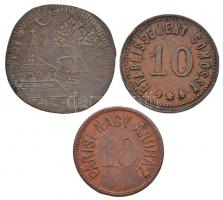 ~1910-1920. 10f "Somossy Mulató" Cu bárca + 10f "Párisi Nagy Áruház" Cu bárca + ...