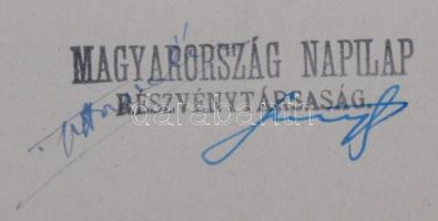 Budapest 1943. "Athenaeum Irodalmi és Nyomdai Részvénytársulat" részvénye 100P-ről, száraz...