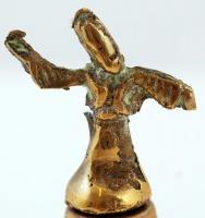 Kétrészes réz mécsestartó, tetején dervismotívummal, m: 22,5 cm