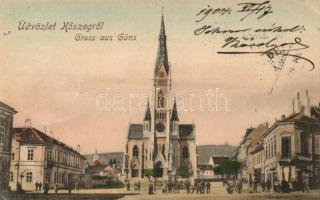 Kőszeg, Fő tér, templom, kiadja Róth Jenő (EK)